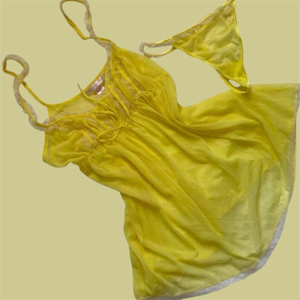 Vibrant yellow Victoria secret slip dress set size small